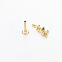 Labret Aço Cirúrgico Dourado 1.2mm - RAMO COM PEDRAS BNH13 - Foto 2