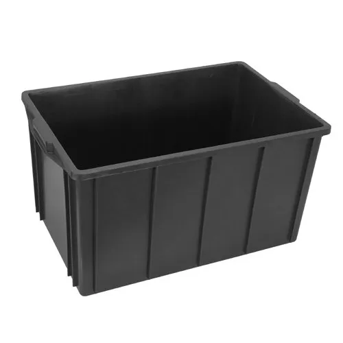  Caixa Plástica Organizadora Gruplast 180L Empilhavel  Preta Sem Tampa