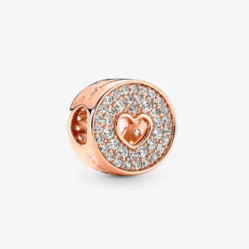 Berloque separador rose aniversario pave e coracao – em Prata925