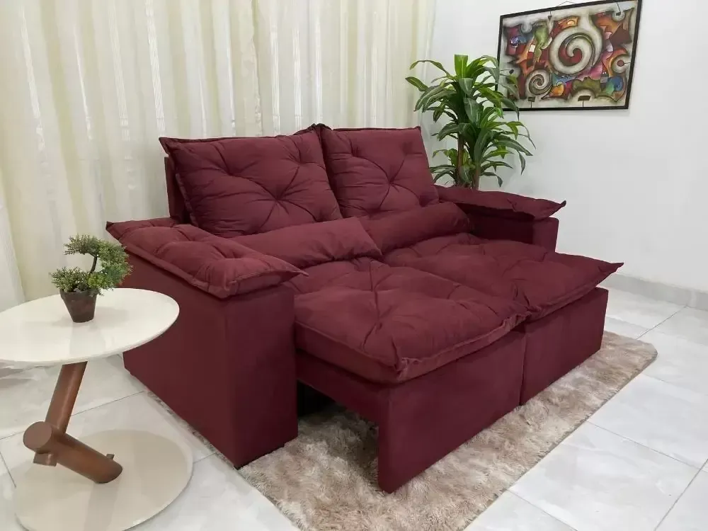  Sofá Retrátil e Reclinável Athenas Orthobox  Pilow Braços 2,30 metros