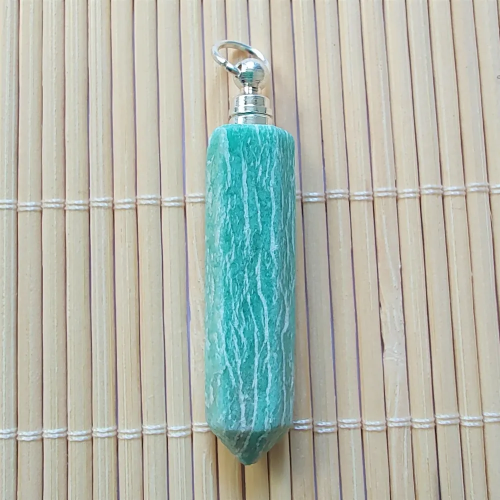 PINGENTE PERFUMEIRO DE PEDRA NATURAL PARA AROMATERAPIA PONTA DE AMAZONITA - 0101