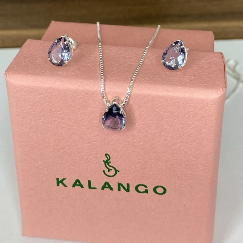 Conjunto de prata ponto de luz  - gota - CJ337LL