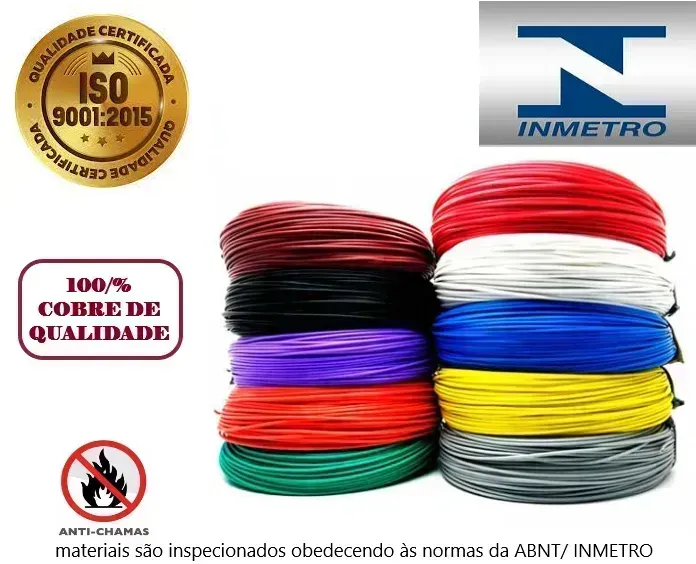 Cabo Flexível 10 mm 1 Metros 750V Certificado inmetro 100% cobre