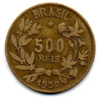 1930 - 500 Réis - Moeda Brasil - Estado de Conservação: Muito Bem Conservada (MBC)