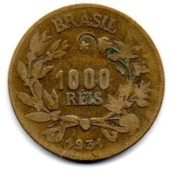1931 - 1000 Réis - Moeda Brasil - C/ Danos
