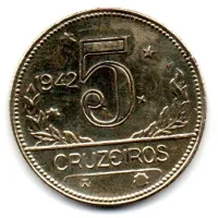 1942 - 5 Cruzeiros - Moeda Brasil - Polida