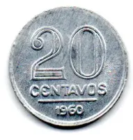 1960 - 20 Centavos - Moeda Brasil