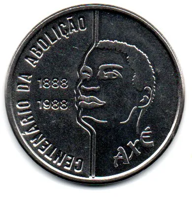 1988 - 100 Cruzados - Comemorativa - Centenário da Abolição - Pai - Moeda Brasil - MBC/Sob