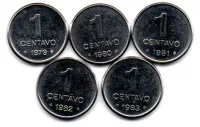 1979 à 1983 - Série 1 Centavo Sojinha Completa - 5 Moedas
