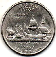 Estados Unidos - 2000P - 25 Cents - Virginia - State Quarter Dollar