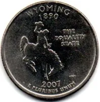 Estados Unidos - 2007P - 25 Cents - Wyoming - State Quarter Dollar