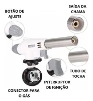 Maçarico Automático C/ Regulagem Chama Culinário+Gás - Foto 4