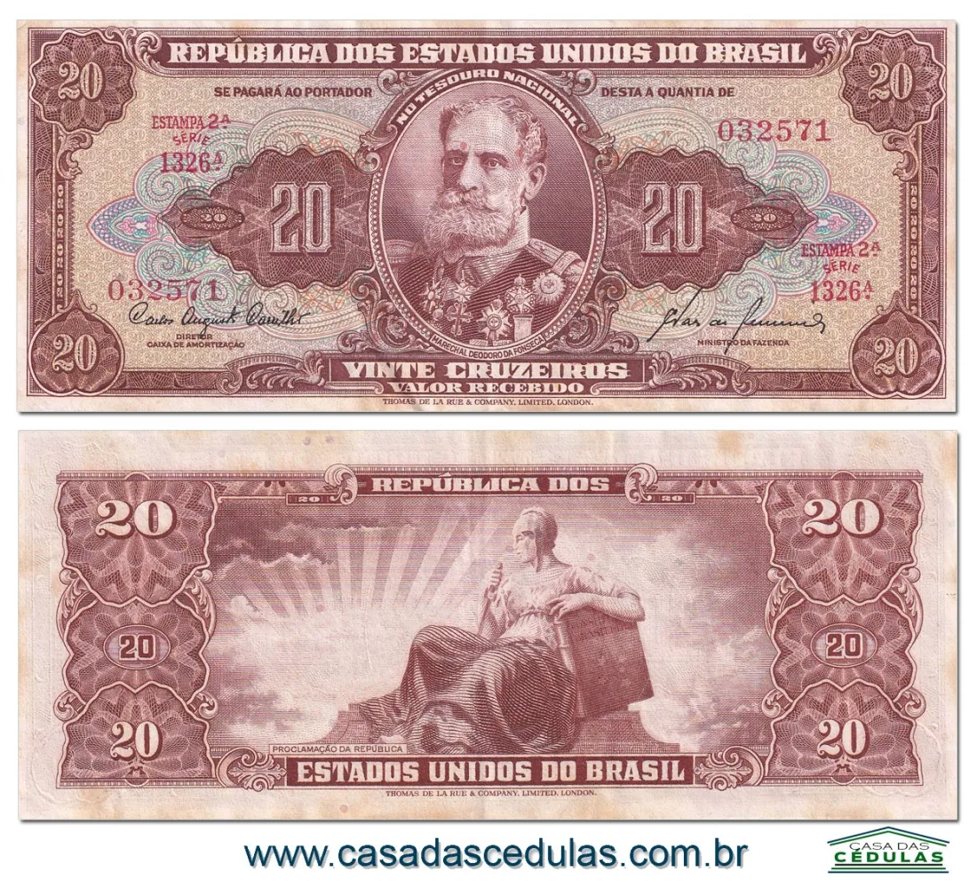 C087 - 20 Cruzeiros (Deodoro da Fonseca) - Sob - com leves manchas