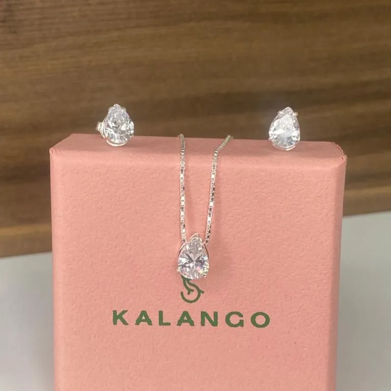 Conjunto de prata ponto de luz - gota - CJ337BR