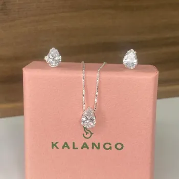 Conjunto de prata ponto de luz - gota - CJ337BR