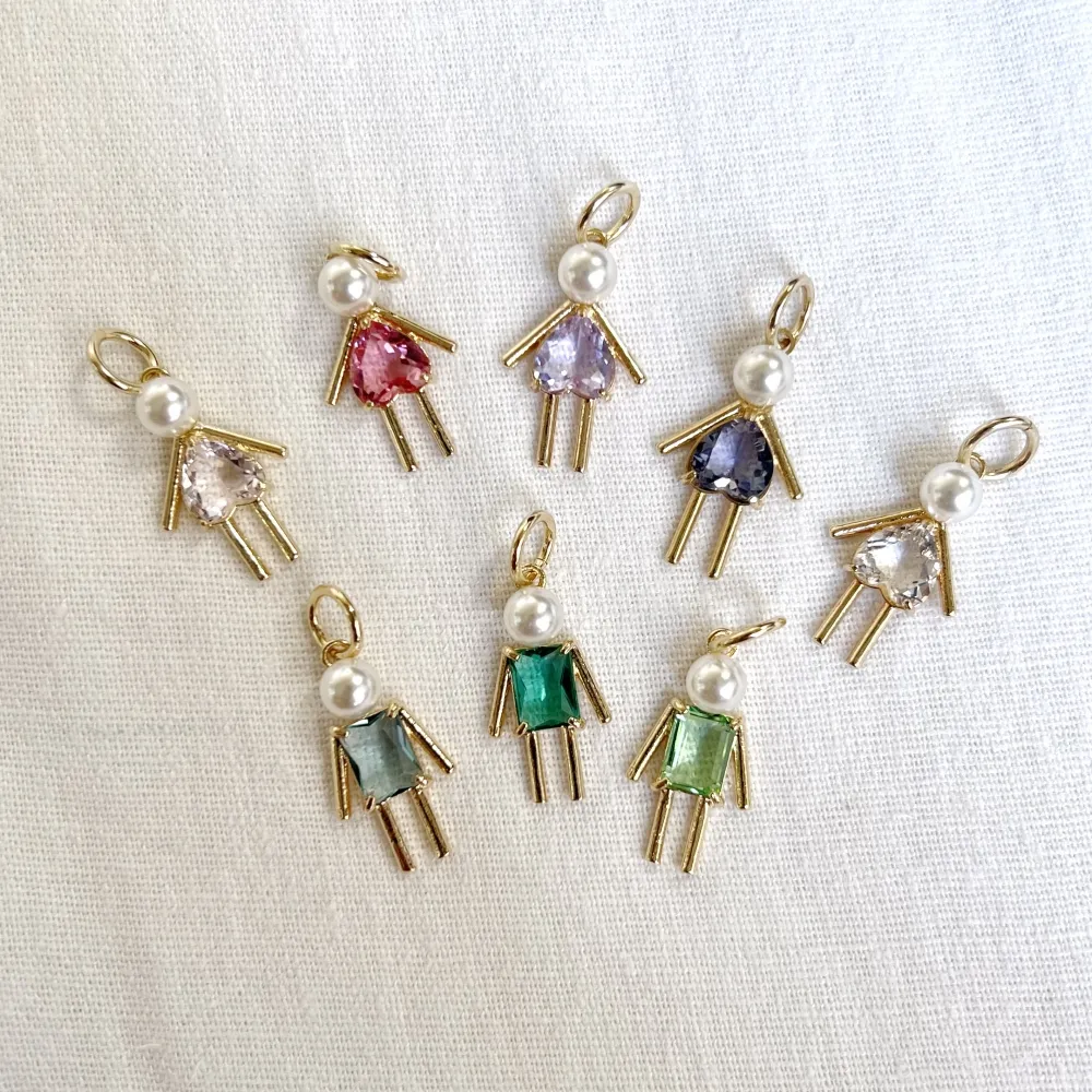 Pingente Filhos com Pérola e Cristal Colorido Imagem