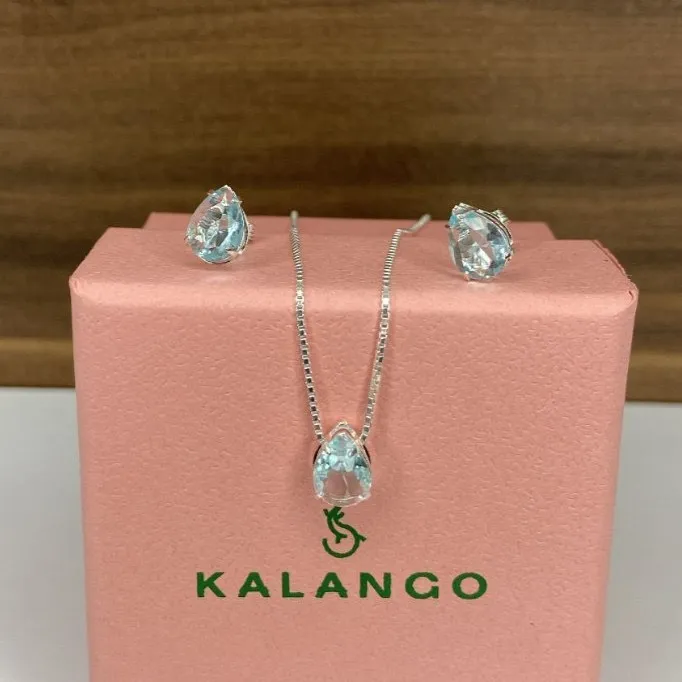 Conjunto de prata ponto de luz  - gota - CJ337AM