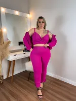 Trijunto Jaqueta Top Calça Maria Francia Marsala - Foto 2