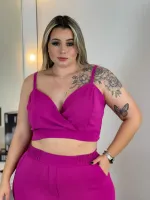 Trijunto Jaqueta Top Calça Maria Francia Marsala - Foto 4