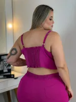 Trijunto Jaqueta Top Calça Maria Francia Marsala - Foto 5