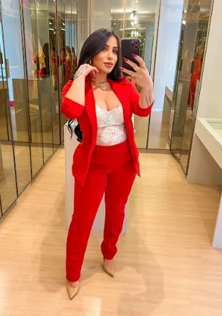 Conjunto Feminino de luxo  Lady Griffe Vermelho