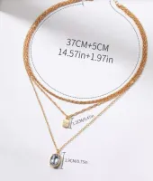Colar em camadas Strass Oval & Quadrado Amuleto - Foto 2