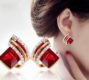 1 par Brincos de orelha geométricos glamouroso liga de zinco decoração de strass para mulheres para decoraç