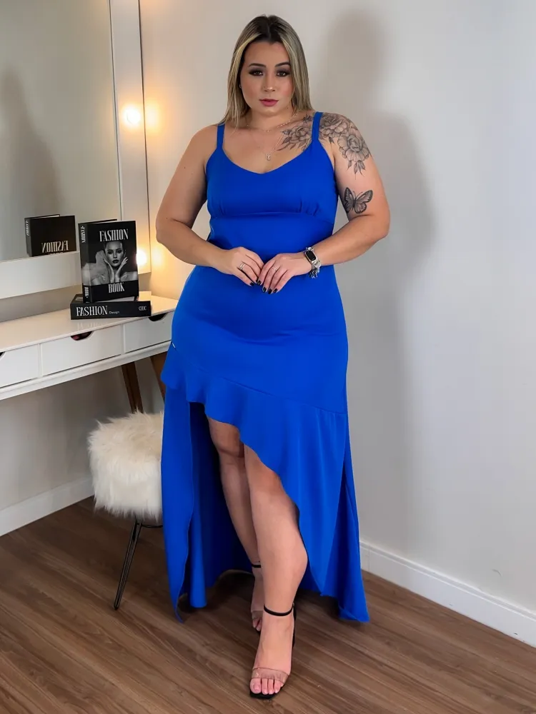 Vestido Valentina Longo Rosa Milliossi Azul Imagem