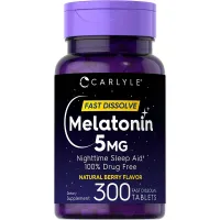 Melatonina Carlyle  Fast Dissolve Natural Berry Flavor 5mg C/300 Tablts Importado Frete Grátis