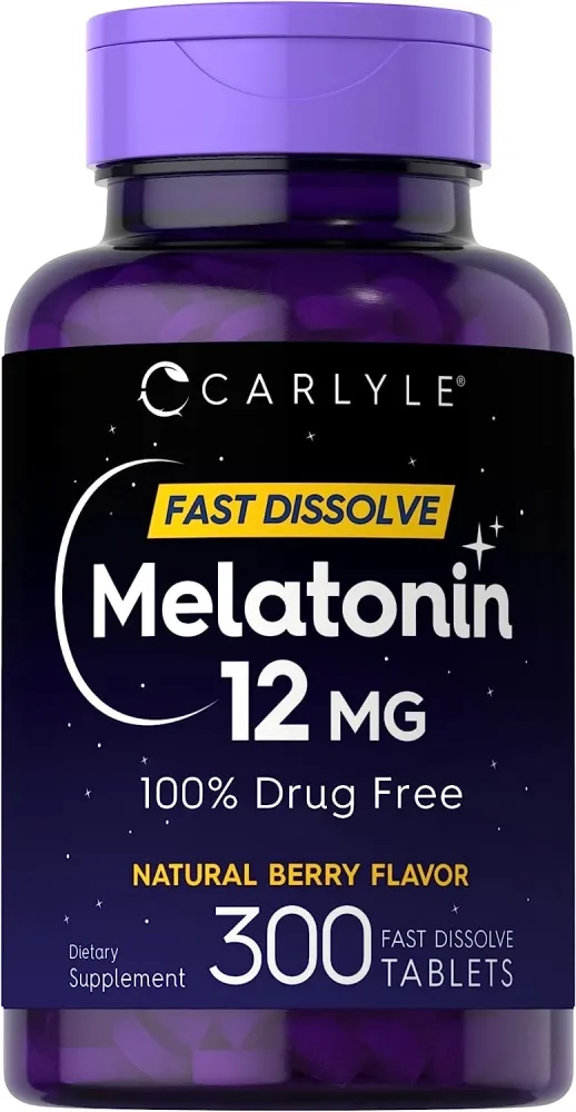 Melatonina Carlyle  Fast Dissolve Natural Berry Flavor 12mg C/300 Tablts Importado + Frete Grátis Imagem