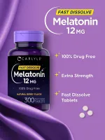Melatonina Carlyle  Fast Dissolve Natural Berry Flavor 12mg C/300 Tablts Importado + Frete Grátis - Foto 4