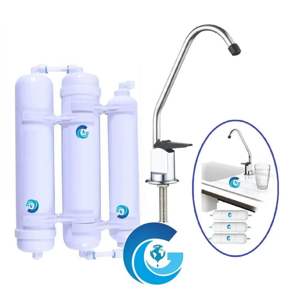 Filtro Purificador Água Tripla Filtração E Torneira Bancada
