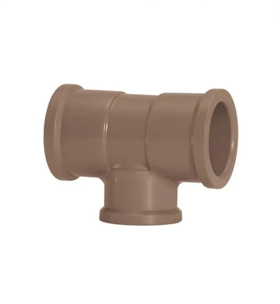 Tee Soldável Redução Marrom Krona 32mm x 25mm para Água Fria Imagem