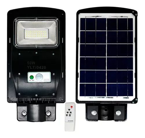 Luminária Pública Solar Led 50W Com Sensor e Controle Imagem