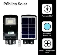 Luminária Pública Solar Led 50W Com Sensor e Controle - Foto 4