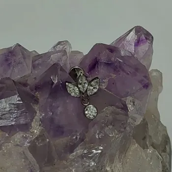 Labret em Titânio 1.2mm com 3 GEMA de Pedra e Pingente Flat com Pedra 2.5mm TIT01 - Foto 2