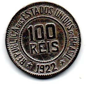 1922 - 100 Réis - Moeda Brasil - Polida