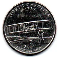 Estados Unidos - 2001P - 25 Cents - North Carolina - State Quarter Dollar