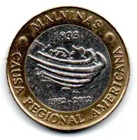 Argentina - 2012 - 2 Pesos - Comemorativa - Malvinas - Causa Regional Americana - Polida