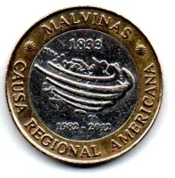 Argentina - 2012 - 2 Pesos - Comemorativa - Malvinas - Causa Regional Americana - Polida