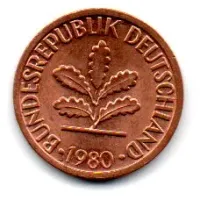 Alemanha - 1980F - 1 Pfennig - Sob/FC