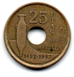 Espanha - 1997 - 25 Pesetas - Comemorativa - Melilla