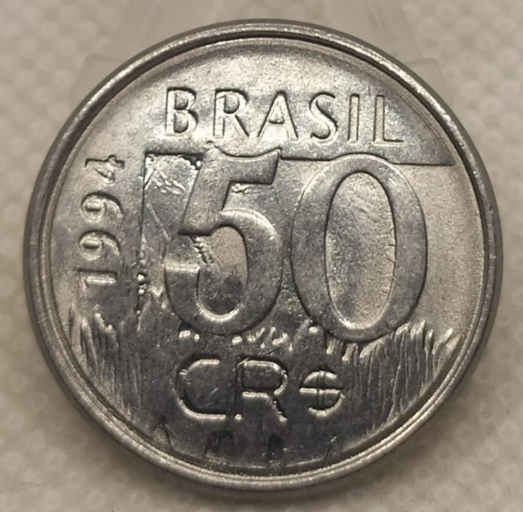 Moeda 50 Cruzeiros Reais 1994 Onça Pintada Flor de Cunho