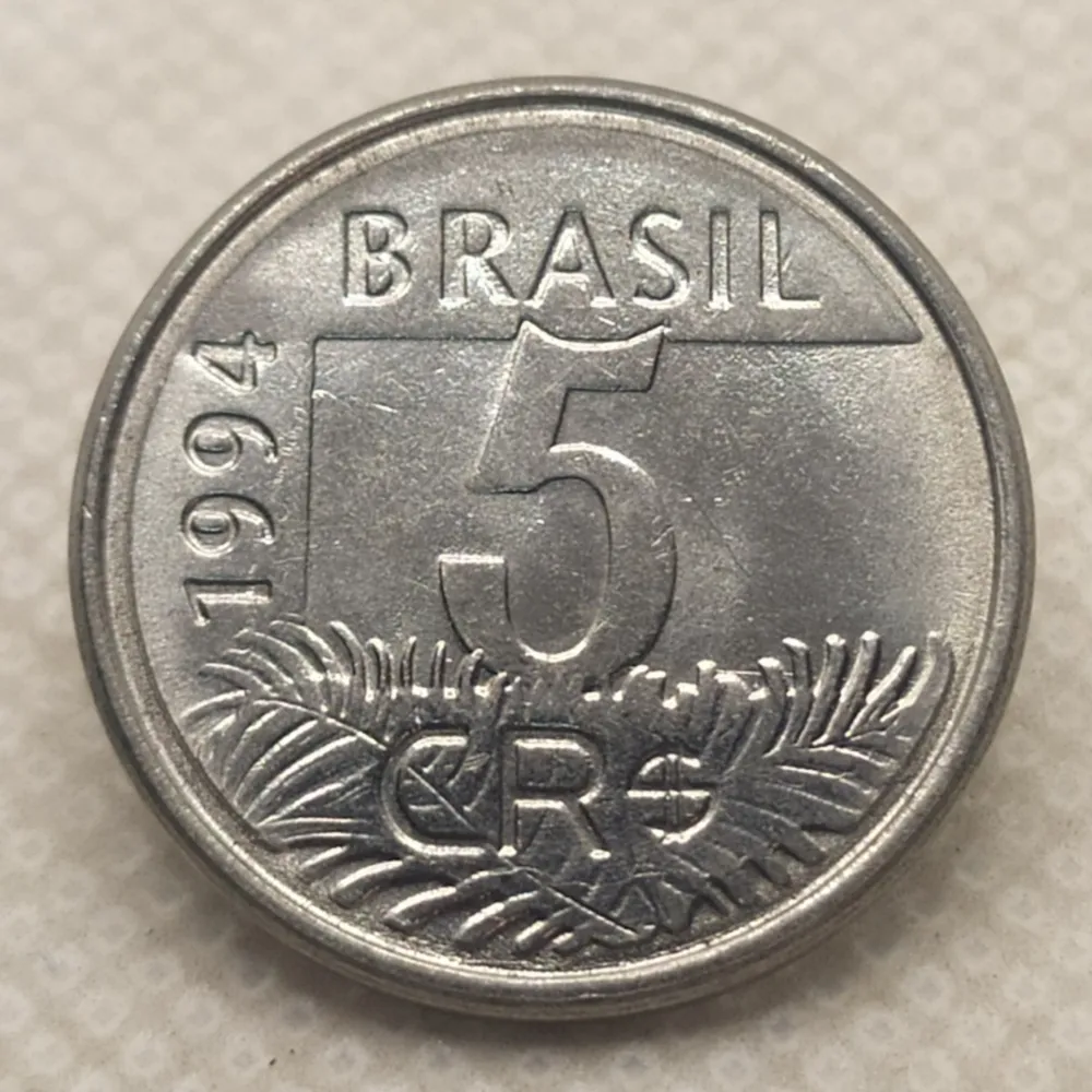 Moeda 5 Cruzeiros Reais 1994 Arara  Flor de Cunho