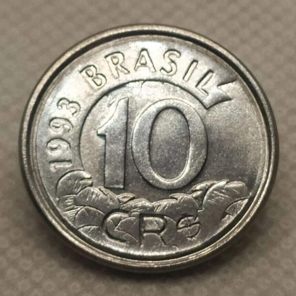 Moeda 10 Cruzeiros Reais 1993  Tamanduá  Flor de Cunho
