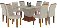 Mesa 8 Cadeiras Larissa 135x135 MDF com vidro - Foto 3