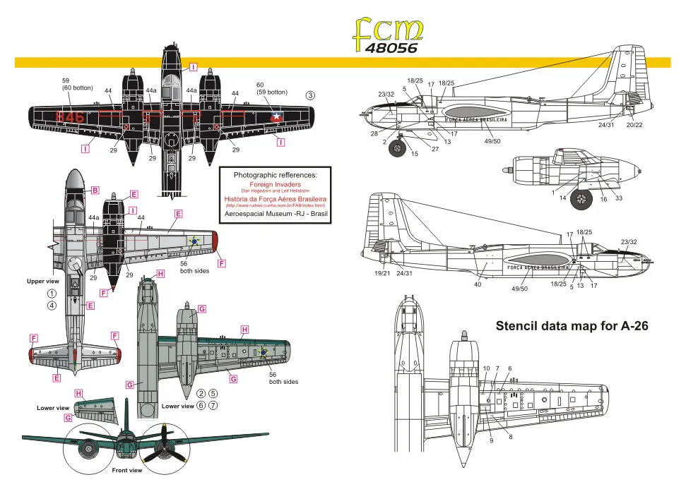 Decal Fcm Avião A-26 Invader Fab 1/48 Decal FCM 48056 Plastimodelismo