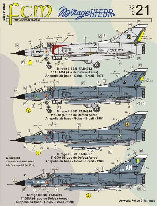 Decalque Fcm 32021 Mirage III Decal Fab 1/32