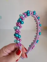 Tiara Pérolas Lilás e Verde