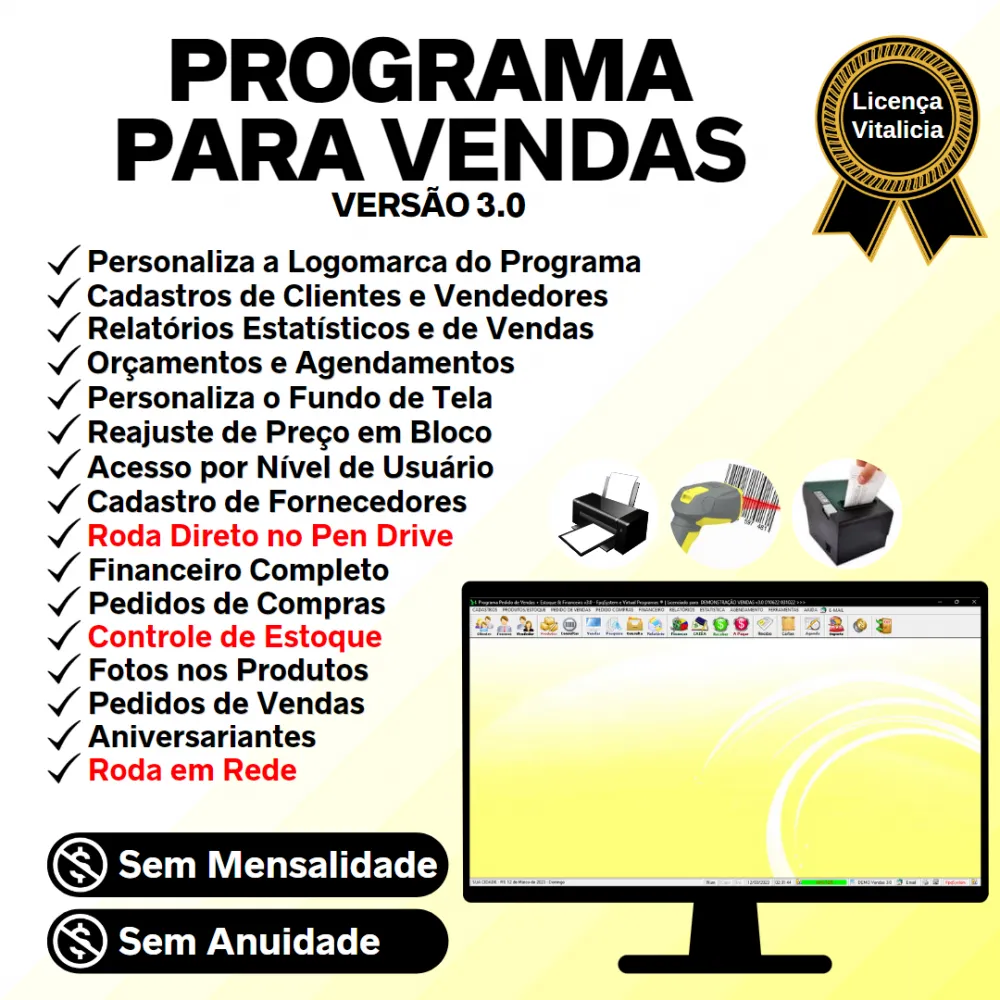 Programa Controle de Estoque, Pedido de Vendas e Financeiro v3.0 PLUS - FpqSystem